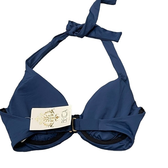 Becca Color Code Underwire Halter Bikini Top D-F Cups Shadow Size 32D NWOT - Picture 6 of 8